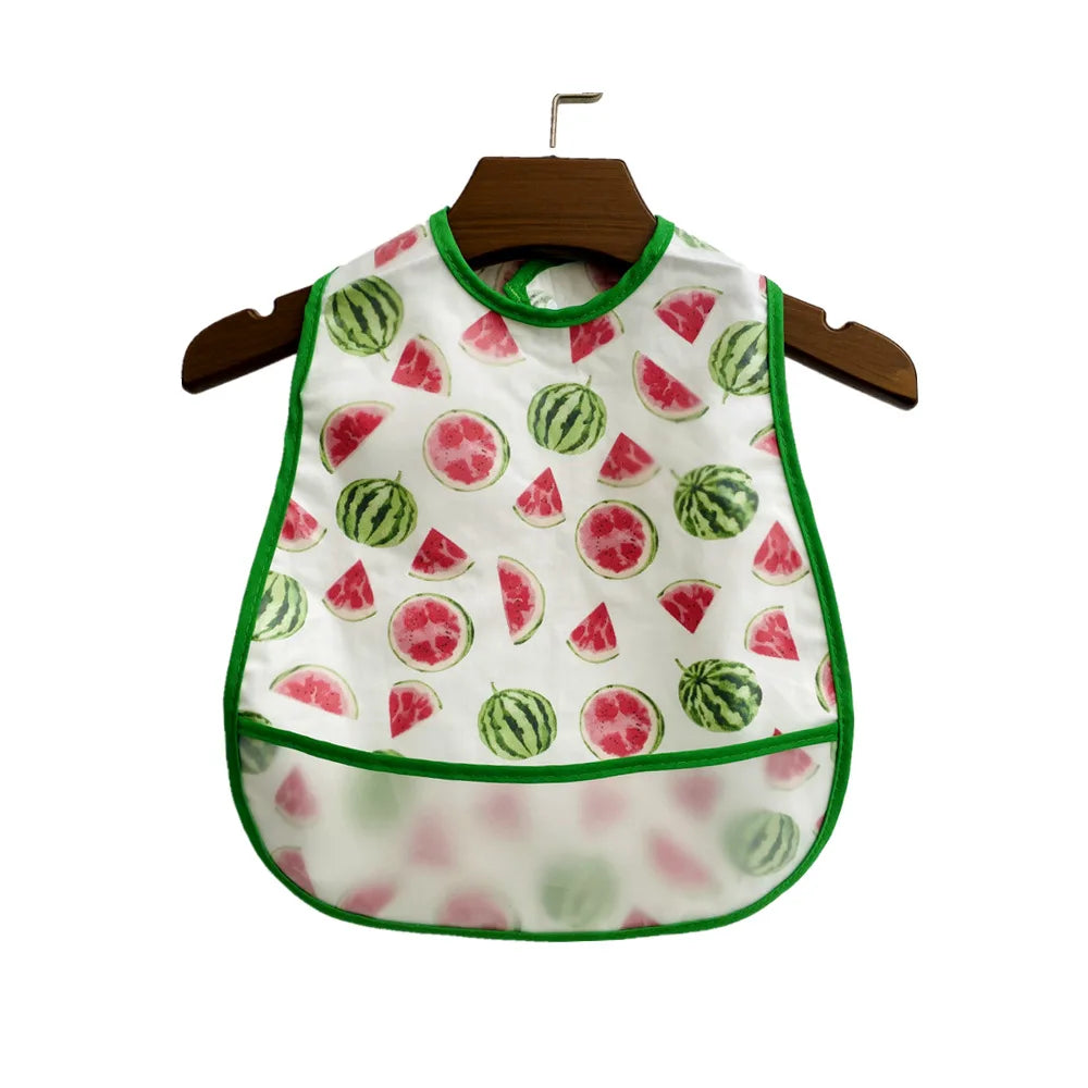 Baby Cartoon Pattern EVA Waterproof Feeding Bibs with Pocket Adjustable Cute for Children Apron Kids Boy Girls Burp Cloths Stuff