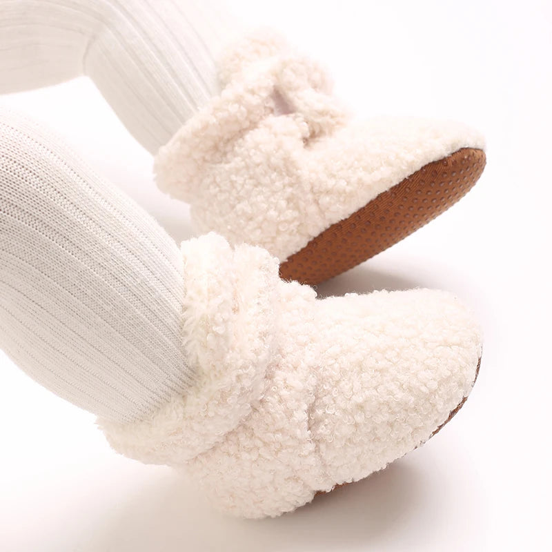 Newborn Baby Boy Girl Soft Fleece Booties Stay On Infant Slippers Socks Shoe Non Skid Gripper Toddler First Walkers Winter Ankle