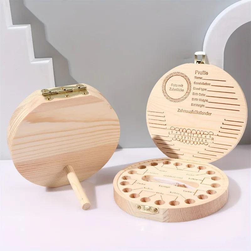 Wooden Baby Kids Tooth Storage Box Tooth Wood Box Organizer Milk Teeth Wood Storage Collecting Teeth Umbilical Cord Box