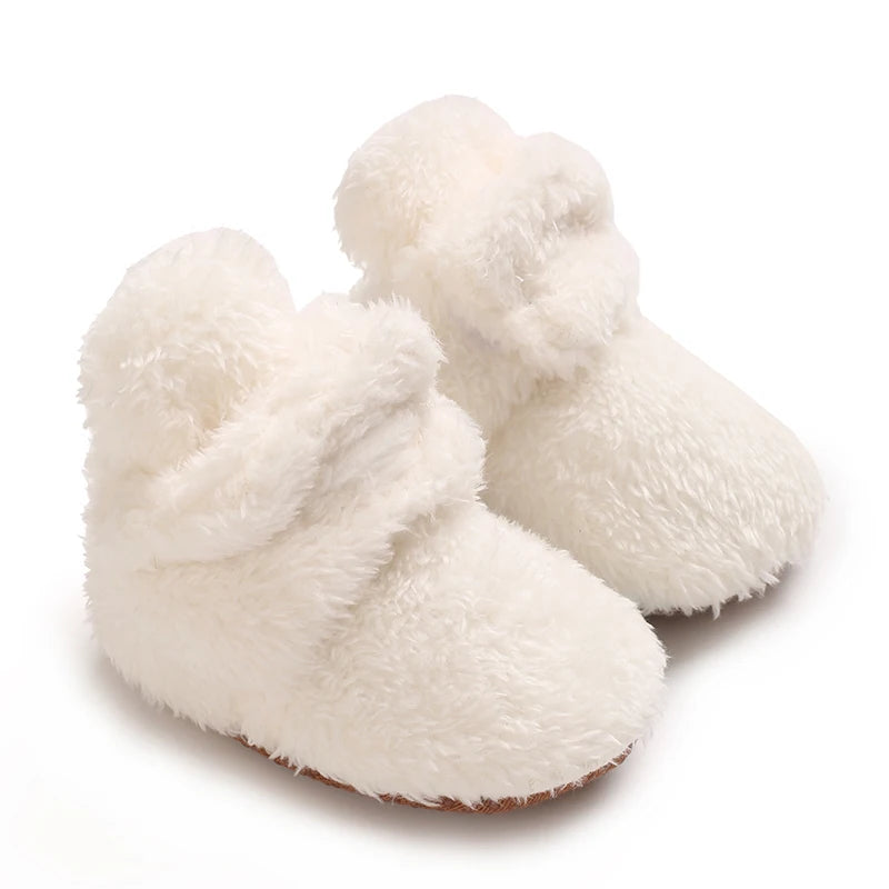 Newborn Baby Boy Girl Soft Fleece Booties Stay On Infant Slippers Socks Shoe Non Skid Gripper Toddler First Walkers Winter Ankle