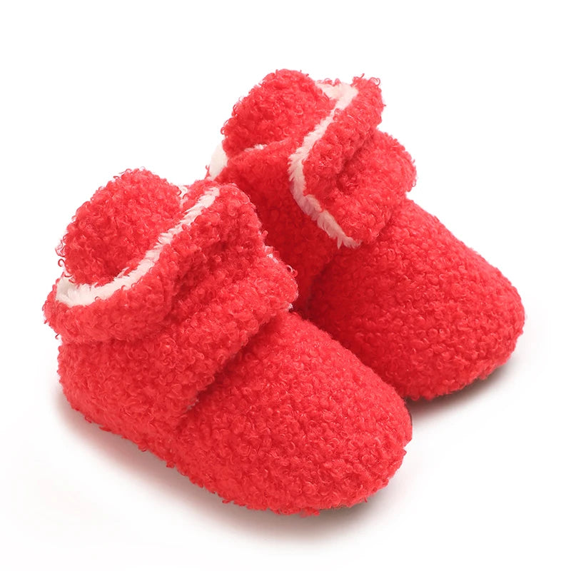 Newborn Baby Boy Girl Soft Fleece Booties Stay On Infant Slippers Socks Shoe Non Skid Gripper Toddler First Walkers Winter Ankle