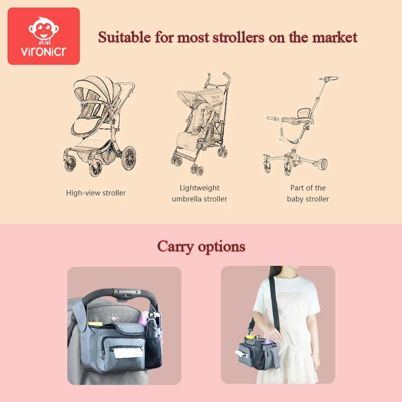 Baby Stroller Bag Organizer Carriage Basket Storage Accessories Diaper Nappy Bag Mummy Travel Bag Large Capacity Multifunctional