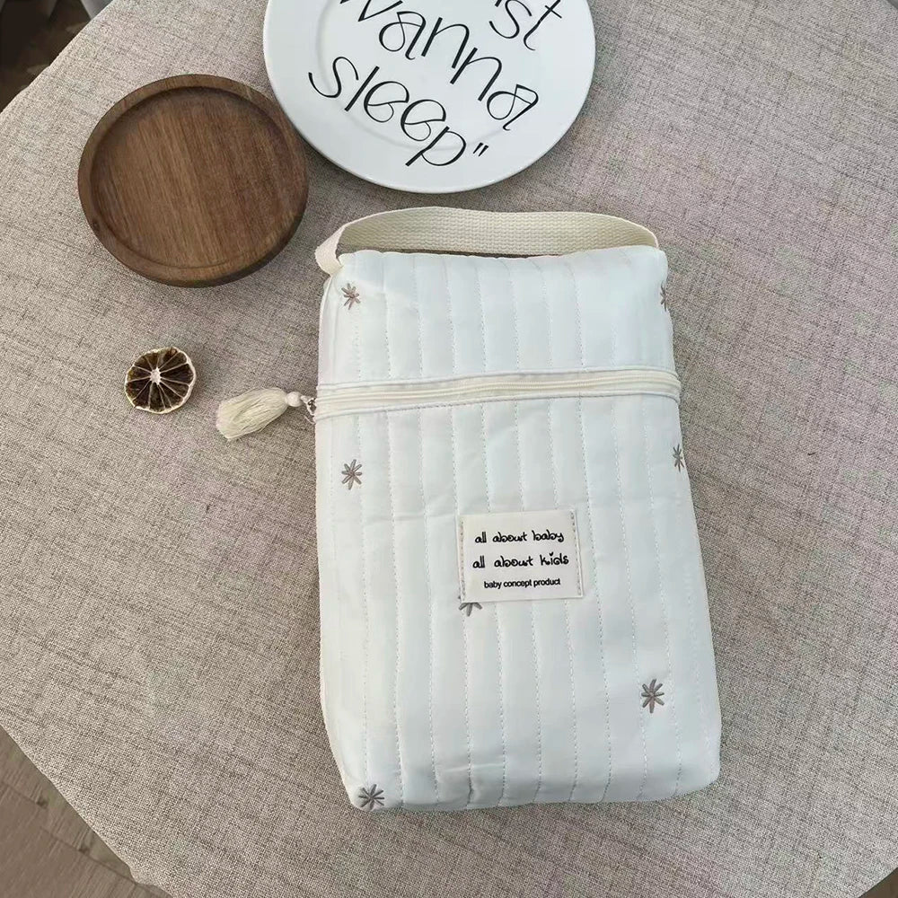 Portable Stroller Nappy Bag Quilted Baby Diaper Caddy Organizer Embroidered Mommy Bags Babies Accessories Changing Bag Storage