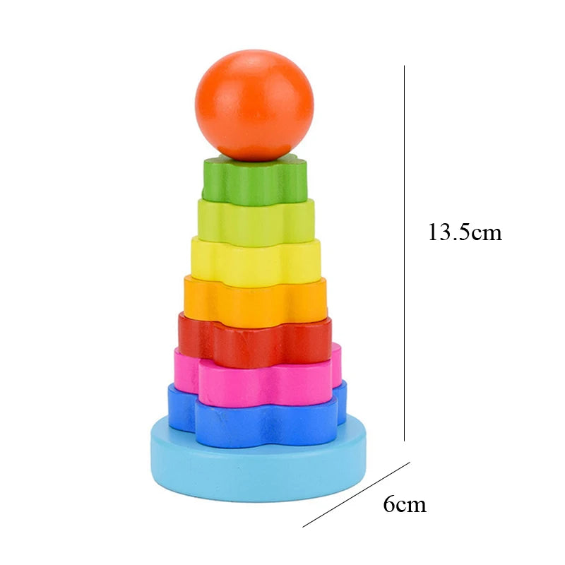 Hot Kids Montessori Wooden Toys Macaron Blocks Learning Toy Baby Music Rattles Graphic Colorful Wooden Blocks Educational Toy