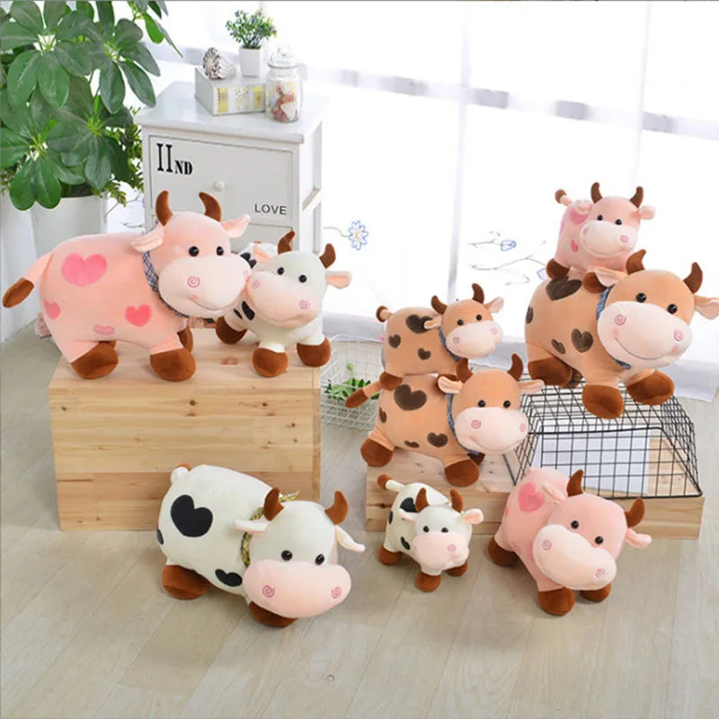 Cartoon Cute Cow Plush Toy Soft Animal Cattle Plush Toy Kawaii For Girls Cotton Animal Plush Doll Filled Home Decoration