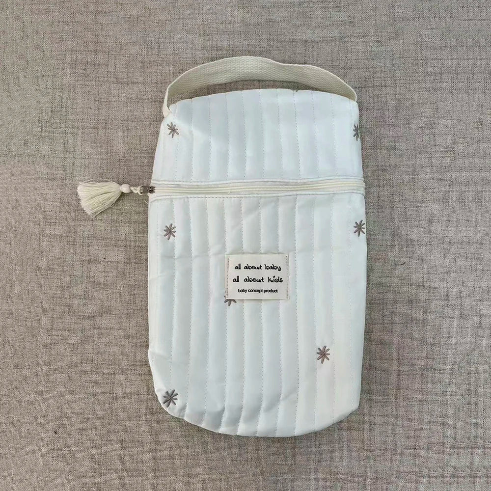 Portable Stroller Nappy Bag Quilted Baby Diaper Caddy Organizer Embroidered Mommy Bags Babies Accessories Changing Bag Storage