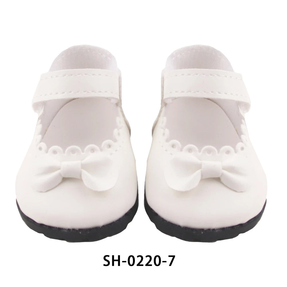 Cute 55cm Reborn Girl Doll Shoes 8cm PU Leather Bowknot Shoes For 22-Inch Baby New Born Girl Dolls Bear Cotton Toy Accessories