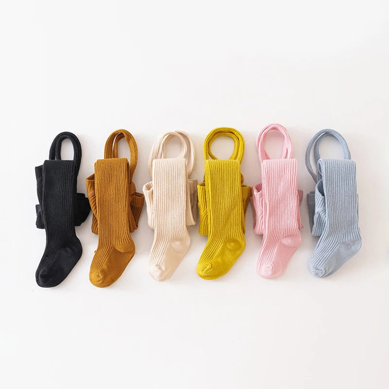 Autumn Baby Pantyhose Socks 0-2Y Infant Suspender Tight Solid Cotton Toddler Knit Stockings Girl Boy Newborn High Waist Leggings