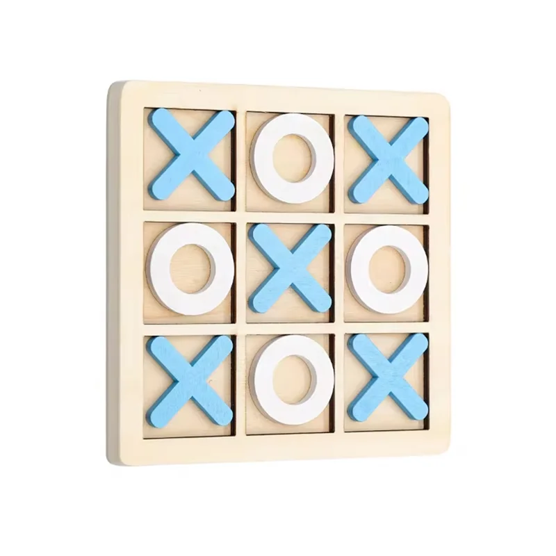 RTSHE-Wooden Board Tic-Tac Toe Game XO Table Game Toy Classical Family Children Puzzle Game Educational Toys