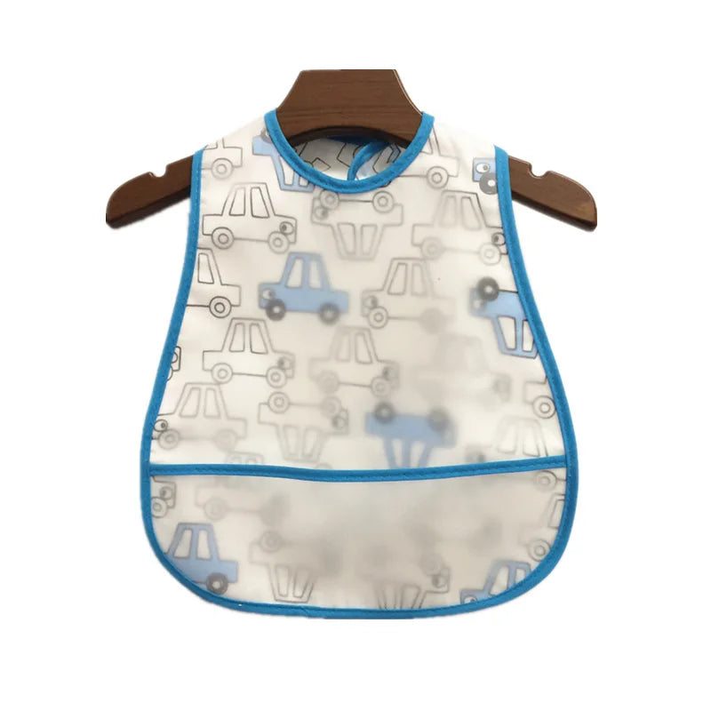 Baby Cartoon Pattern EVA Waterproof Feeding Bibs with Pocket Adjustable Cute for Children Apron Kids Boy Girls Burp Cloths Stuff