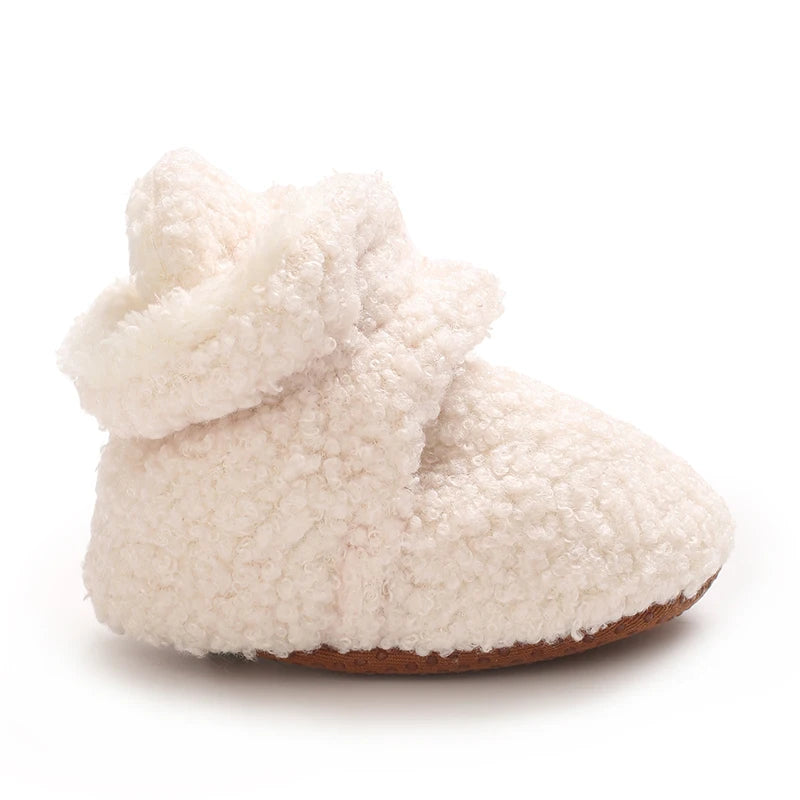 Newborn Baby Boy Girl Soft Fleece Booties Stay On Infant Slippers Socks Shoe Non Skid Gripper Toddler First Walkers Winter Ankle