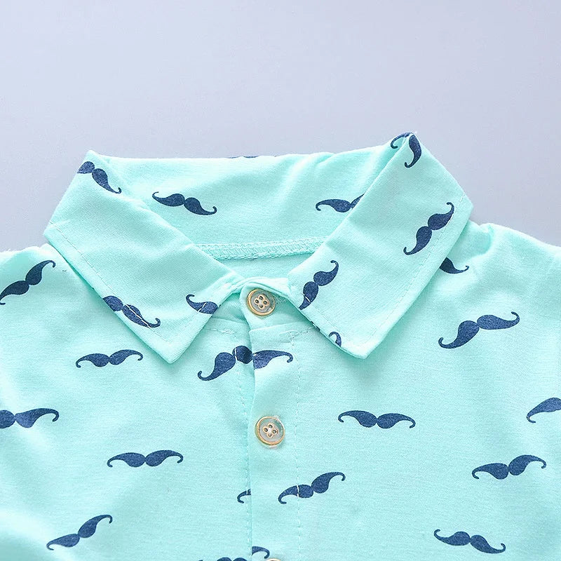 Summer New Cute Boy Suit Children's Printed Short-Sleeved Printed Shirt + Shorts Suit Children's Cotton Cute Baby Clothes