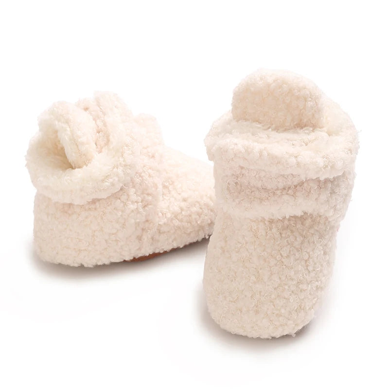Newborn Baby Boy Girl Soft Fleece Booties Stay On Infant Slippers Socks Shoe Non Skid Gripper Toddler First Walkers Winter Ankle