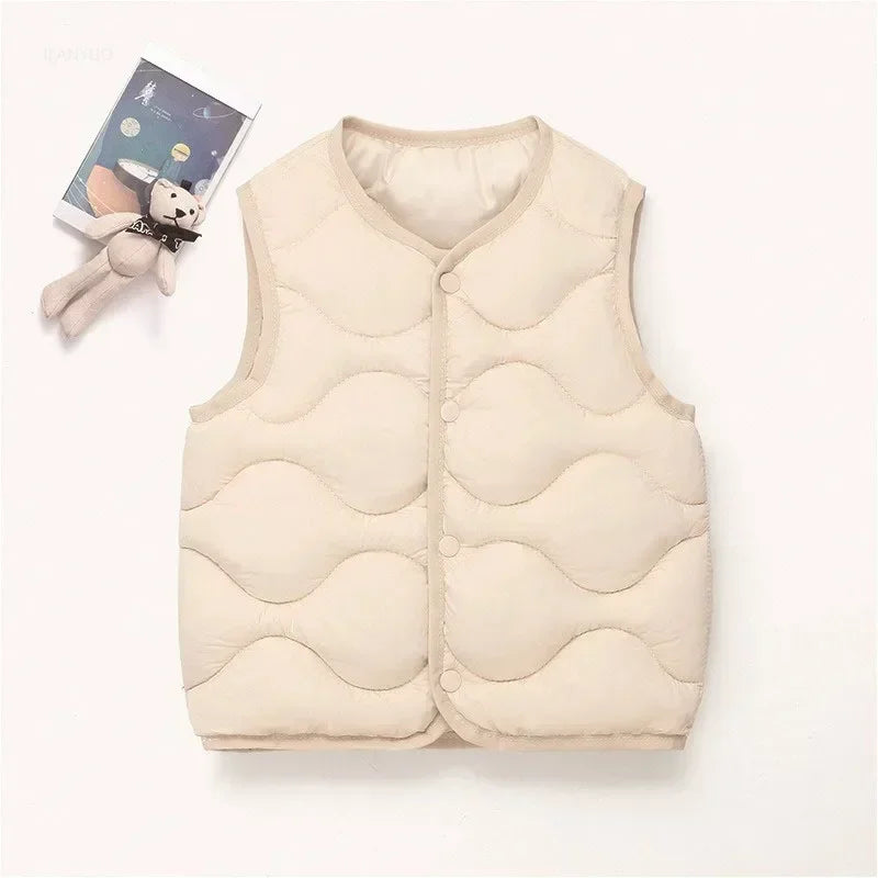 New Children Warm Cotton Vest Fashion Solid Boys Girls Baby Toddler Autumn Winter Waistcoats Casual Versatile Kids Clothing Tops