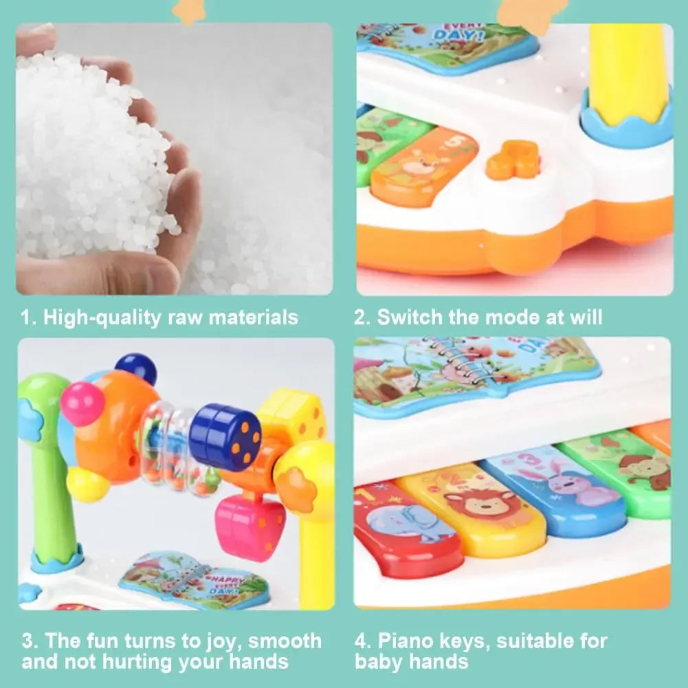 Kids Rotating Music Piano Keyboard with Light Sound Baby Piano Toys Musical Toys for Toddlers Early Educational Music Toy Gifts