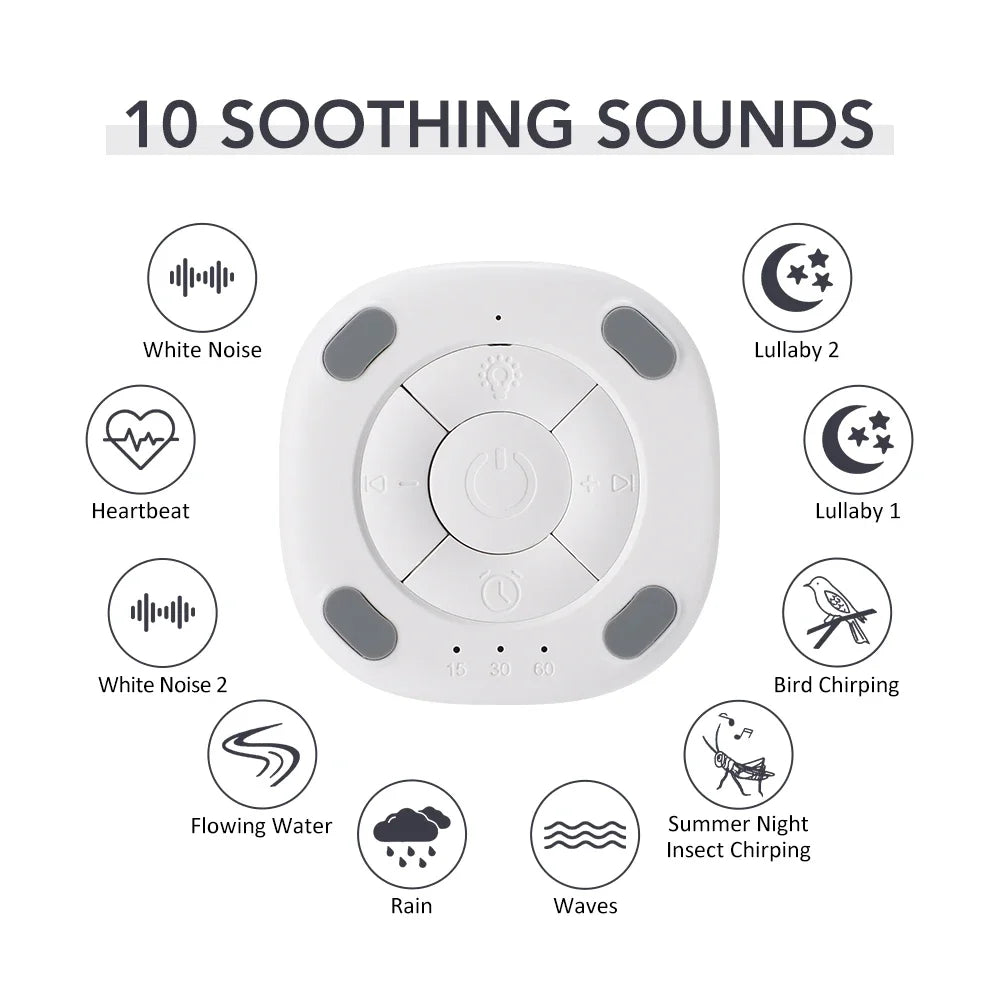 White Noise Machine 10 Soothing Sounds Sleep Sounds Machine with Night Light Time Rechargeable Sleep Aid Device for Baby Adult