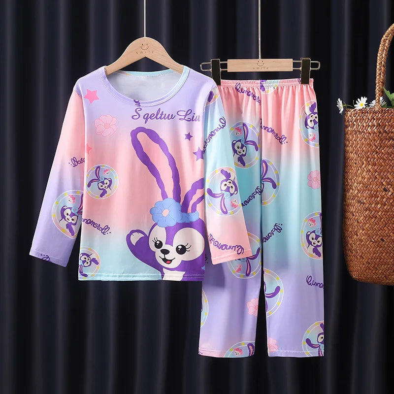 New Pajamas Boys Girls Pajamas Stitch Clothing Sets Kids Long Sleeve +Pant 2 Pieces Children Home Clothing Girl Nightgown Pjs