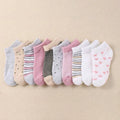 10 pairs adorable kid's socks - comfortable socks suitable for boys and girls, featuring stripes and heart-shaped patterns