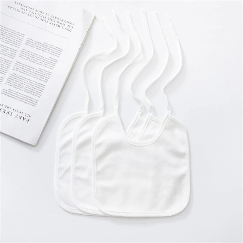 10Pcs White Children's Painting Bibs,Cotton Baby Drooling Bibs Waterproof Creative Color Painting DIY Bib Saliva Towel
