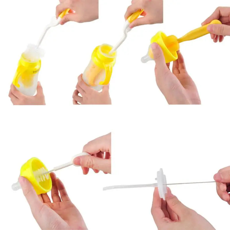 Baby Bottle Cleaning Brush Set Infant Nipple 360° Rotating Clean Sponge Spout Cup Pacifier Straw Brush Kit Bottle Clean Tool Set