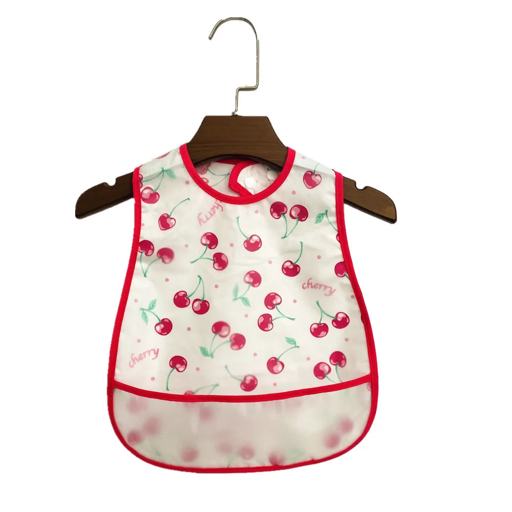 Baby Cartoon Pattern EVA Waterproof Feeding Bibs with Pocket Adjustable Cute for Children Apron Kids Boy Girls Burp Cloths Stuff