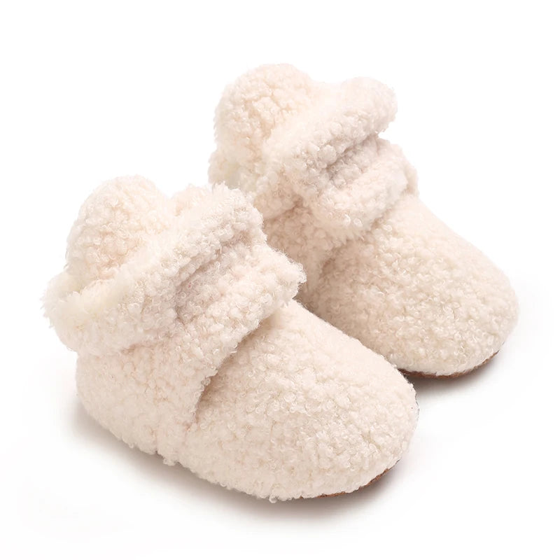 Newborn Baby Boy Girl Soft Fleece Booties Stay On Infant Slippers Socks Shoe Non Skid Gripper Toddler First Walkers Winter Ankle
