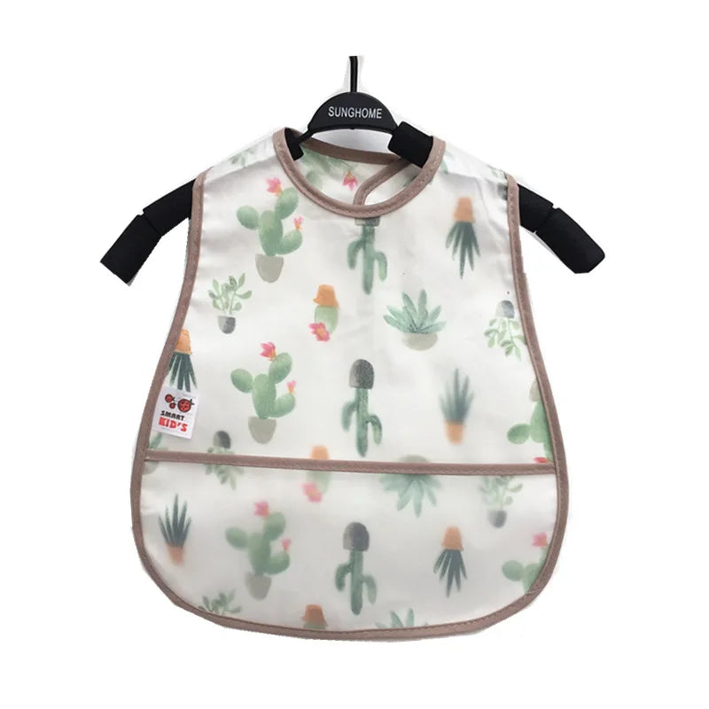 Baby Cartoon Pattern EVA Waterproof Feeding Bibs with Pocket Adjustable Cute for Children Apron Kids Boy Girls Burp Cloths Stuff