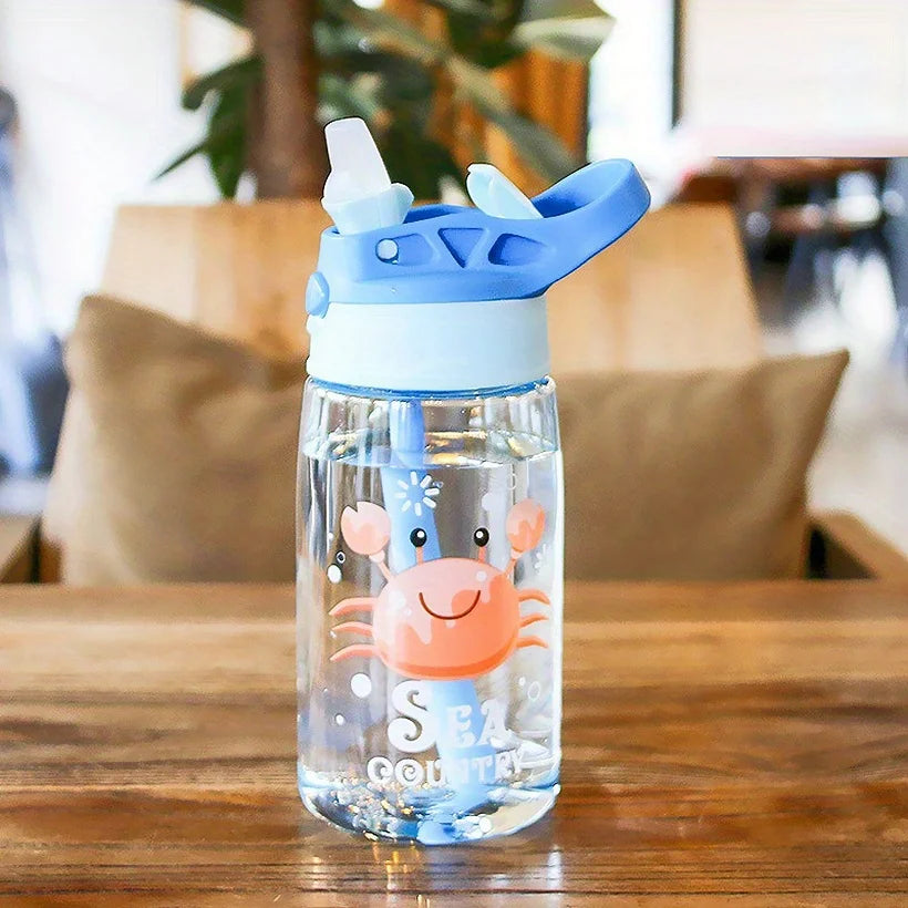 480ML Kids Water Sippy Cup Creative Cartoon Baby Feeding Cup with Straws Leakproof Water Bottle Outdoor Portable Children's Cups