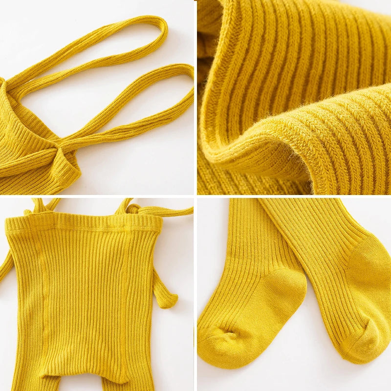 Autumn Baby Pantyhose Socks 0-2Y Infant Suspender Tight Solid Cotton Toddler Knit Stockings Girl Boy Newborn High Waist Leggings