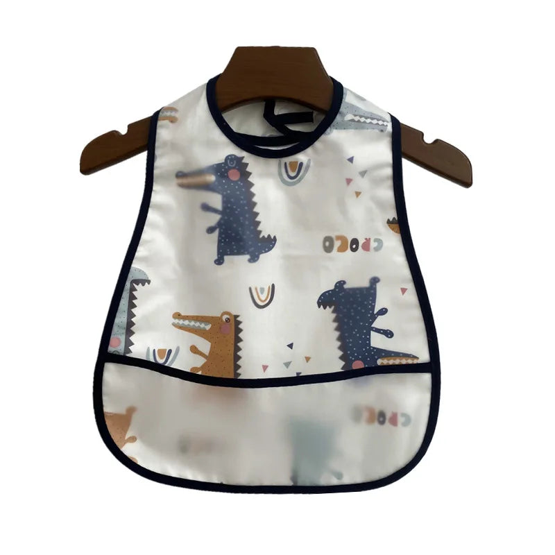 Baby Cartoon Pattern EVA Waterproof Feeding Bibs with Pocket Adjustable Cute for Children Apron Kids Boy Girls Burp Cloths Stuff