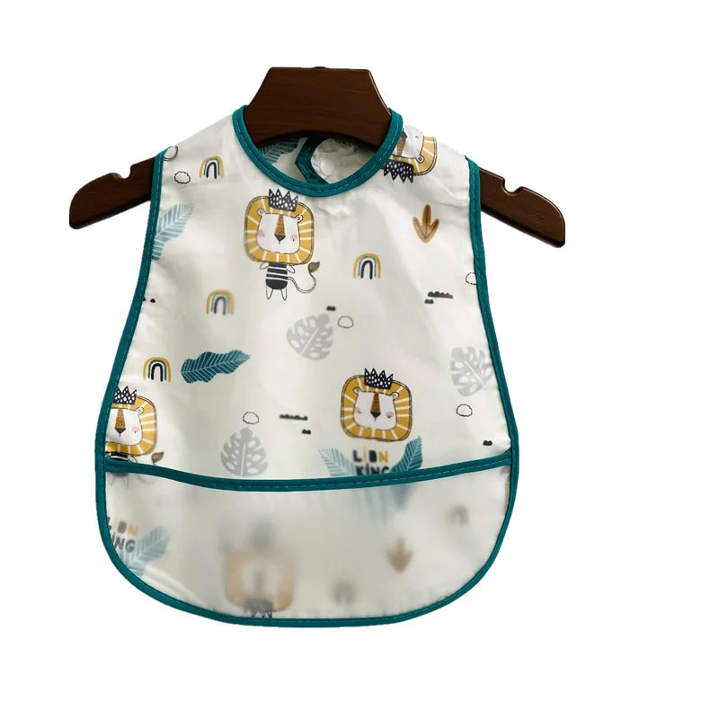Baby Cartoon Pattern EVA Waterproof Feeding Bibs with Pocket Adjustable Cute for Children Apron Kids Boy Girls Burp Cloths Stuff
