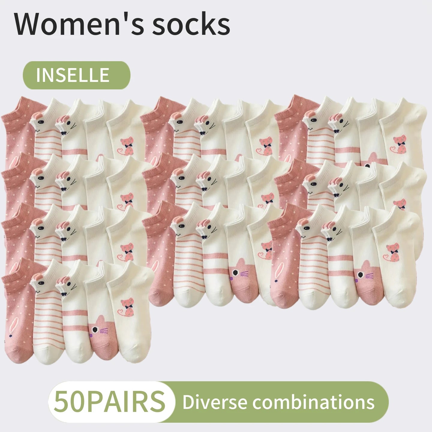 10 Pairs Women Cartoon Patterned Socks Trendy And Fashionable Versatile Socks Lightweight Breathable Comfortable Casual Socks