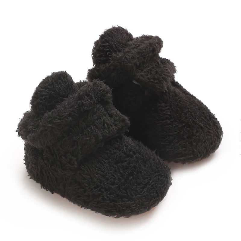 Newborn Baby Boy Girl Soft Fleece Booties Stay On Infant Slippers Socks Shoe Non Skid Gripper Toddler First Walkers Winter Ankle