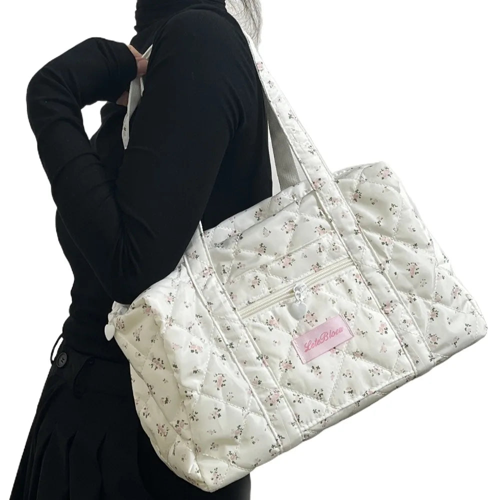 Korean Style Stroller Organizer Bags Flower Multi-pocket Floral Mummy Bag Large Capacity Tote Baby Diaper Organizer Travel