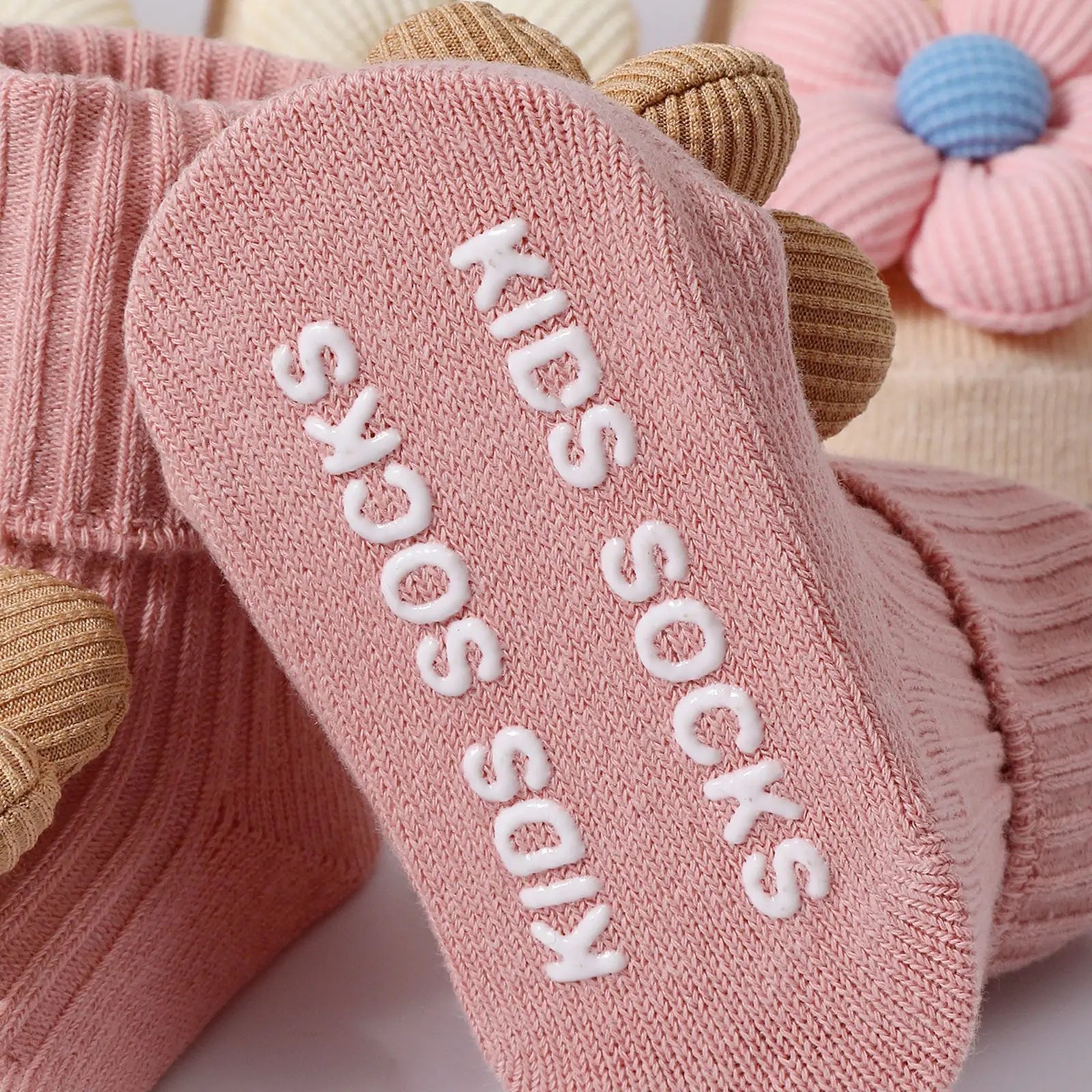 Baby Socks for Girl Anti-Slip Toddler Flower Mid Sock Anti-Slip First Walking Baby Socks 0-12M Knitted Cotton Elastic Tube Socks