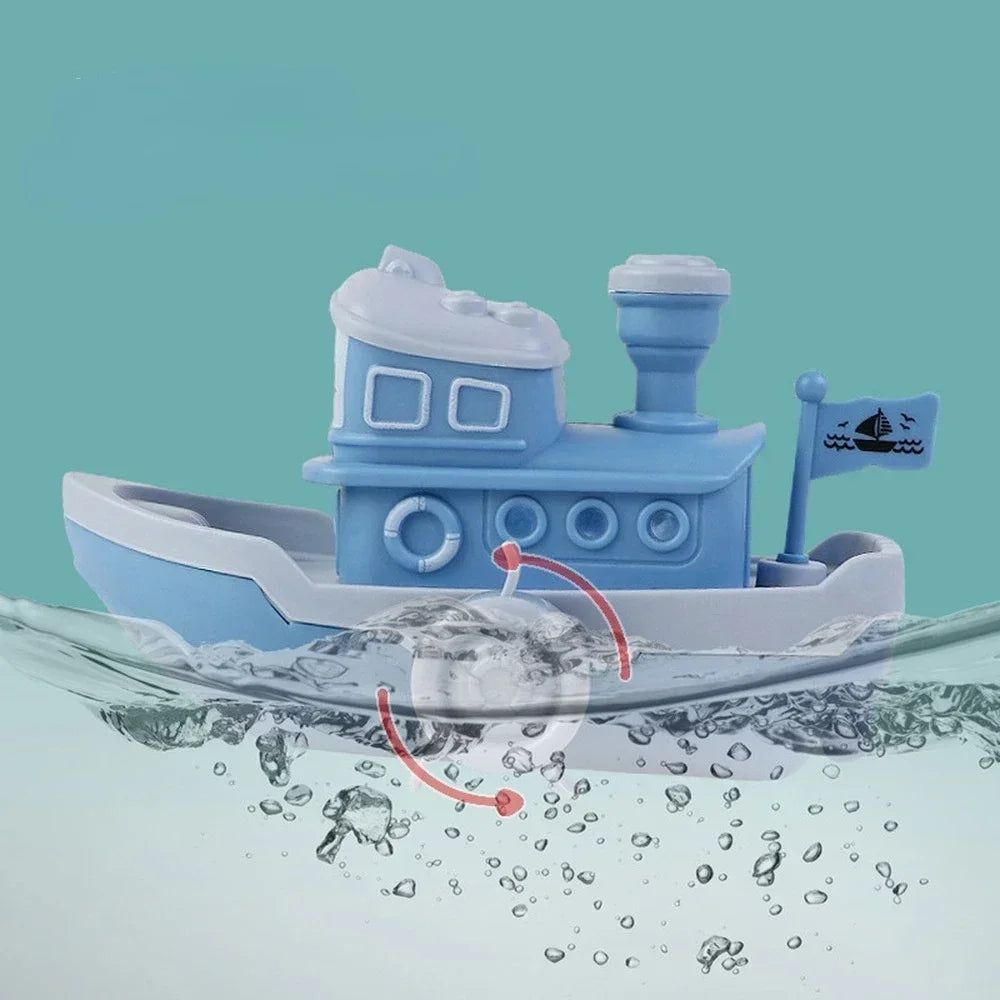 Baby Bath Toys Cute Cartoon Ship Boat Clockwork Toy Wind Up Toy Kids Water Swimming Beach Game for Children Gifts Boys Toys