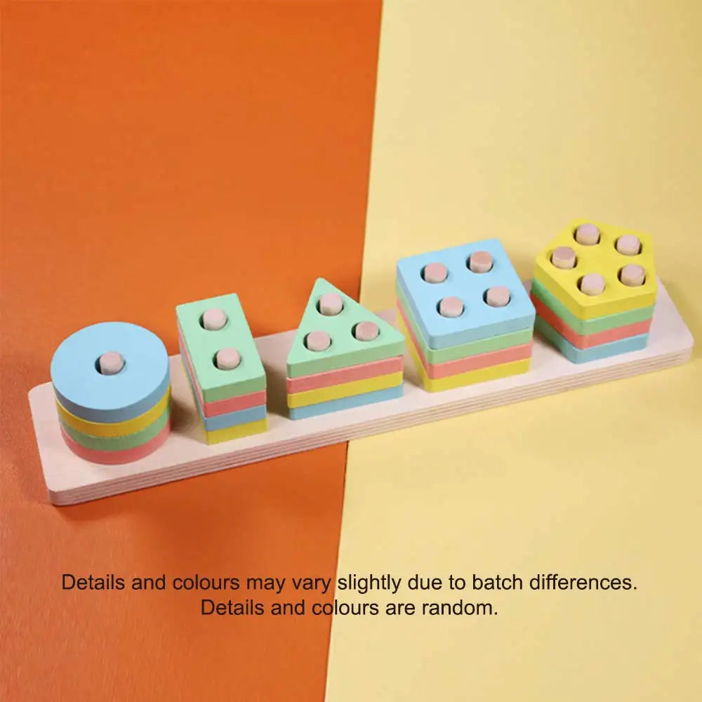 Montessori Wood Toys for Kids Wooden Sorting Stacking Toys for Baby Toddlers Educational Shape Color Sorter Preschool Kids Gifts