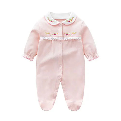 Autumn Baby Clothes 0 To 3 6 12 Months For Infant Newborn Girl Rompers pink Princess girls Jumpsuit with Foot Kids Bodysuit