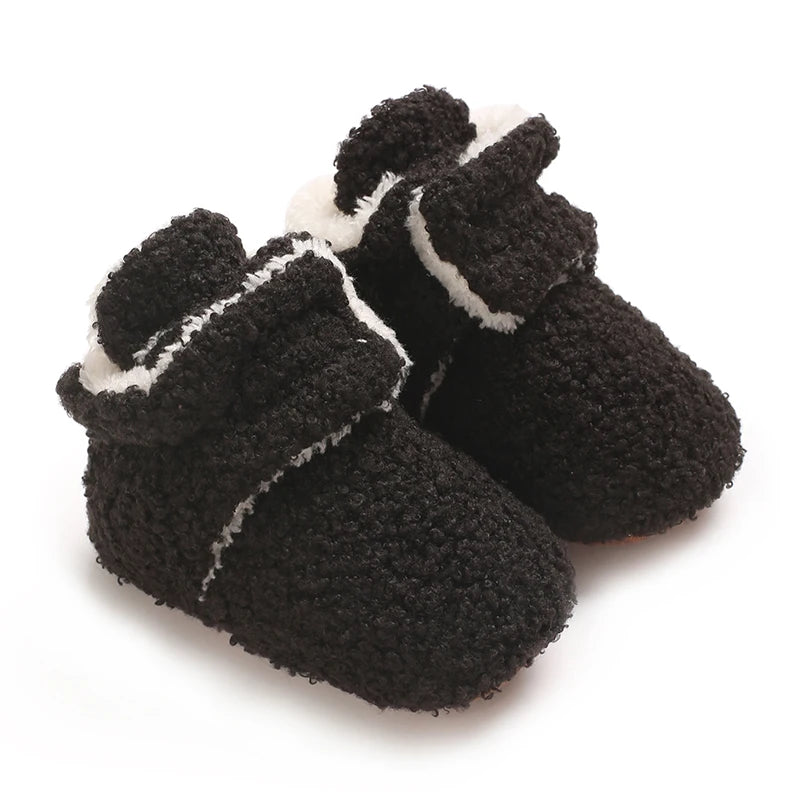 Newborn Baby Boy Girl Soft Fleece Booties Stay On Infant Slippers Socks Shoe Non Skid Gripper Toddler First Walkers Winter Ankle
