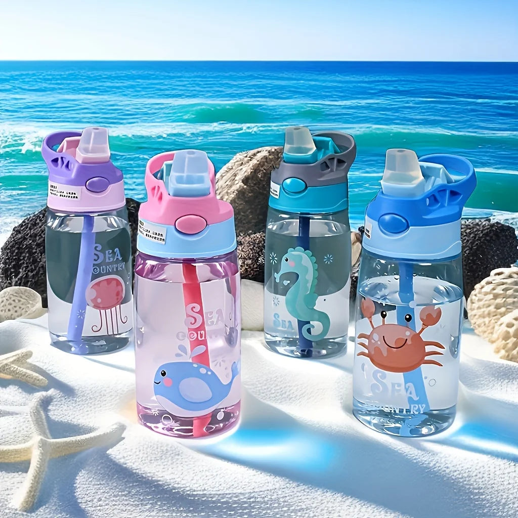 480ML Kids Water Sippy Cup Creative Cartoon Baby Feeding Cup with Straws Leakproof Water Bottle Outdoor Portable Children's Cups