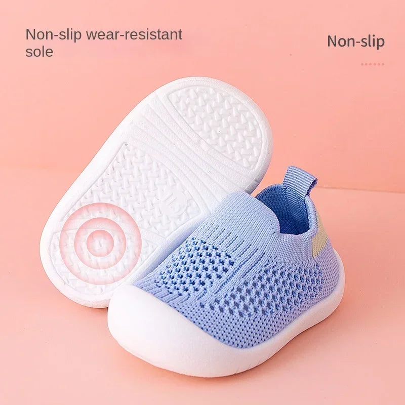 Spring Summer Toddler Shoes Breathable Knitted Kids Sneakers Boys Slip-on Tennis Shoes Girls Soft Non-slip School Casual Shoes
