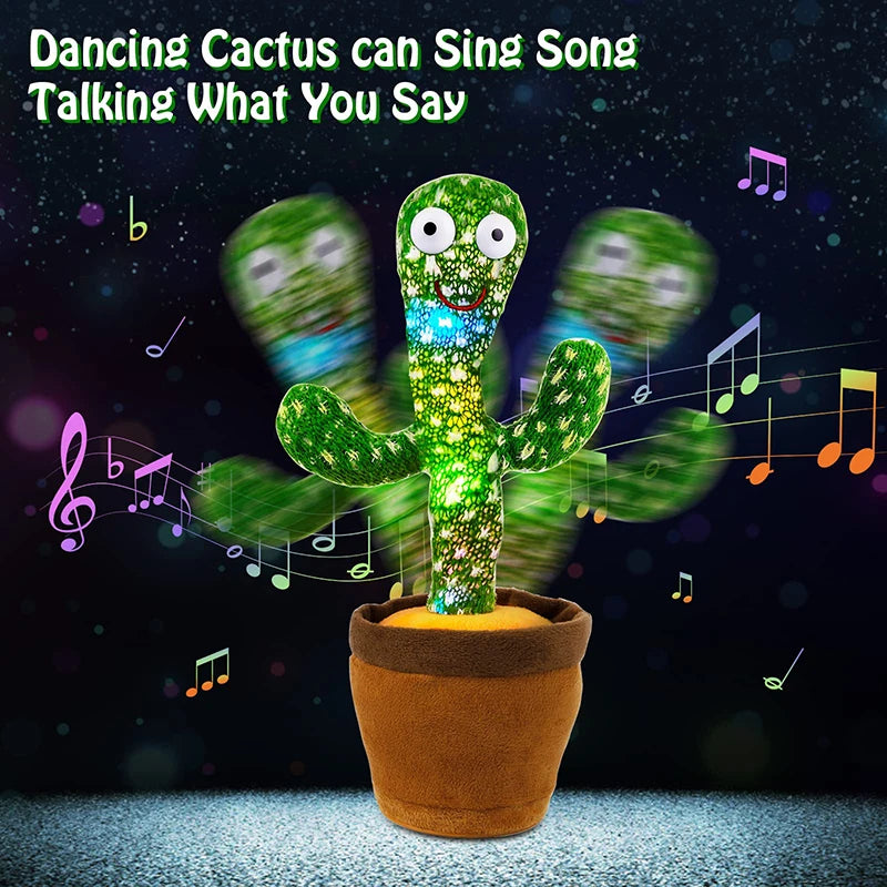 Dancing Talking Cactus Singing Talking Recording Mimic Repeating What You Say Toy Electronic Light Up Plush Give for Kids Gifts