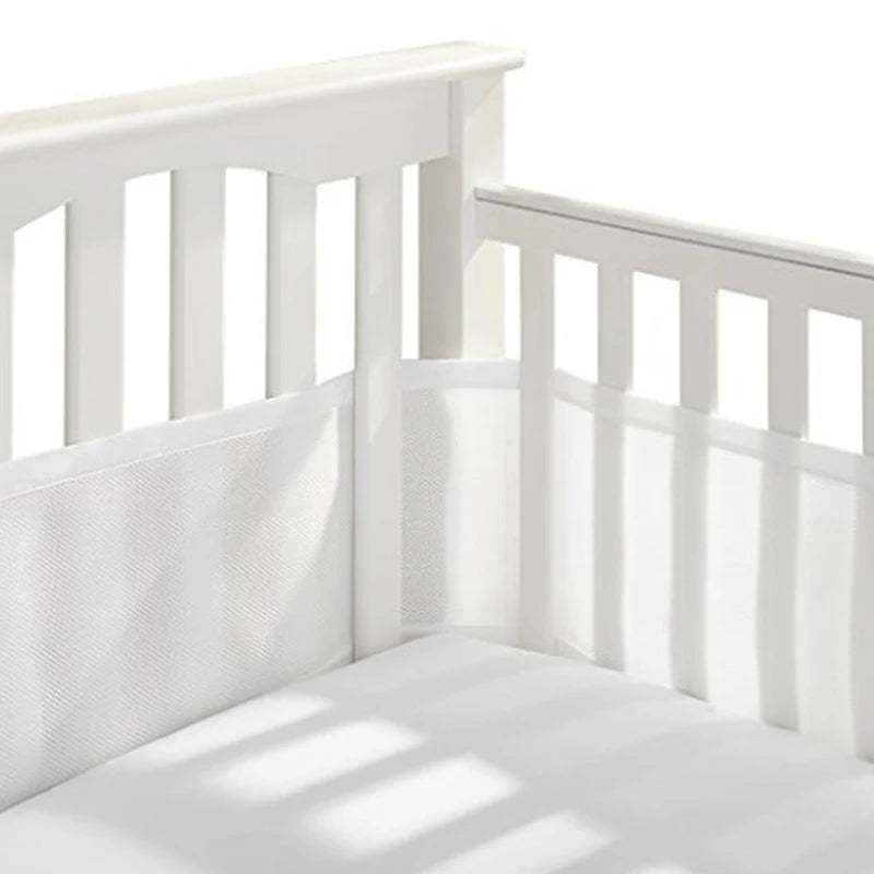 Mesh Crib Soild Color Breathable Bed Crib Bumper Grey Liner For Standard Baby Crib Full-Size Wieg Ademend Mesh Bed Bumper