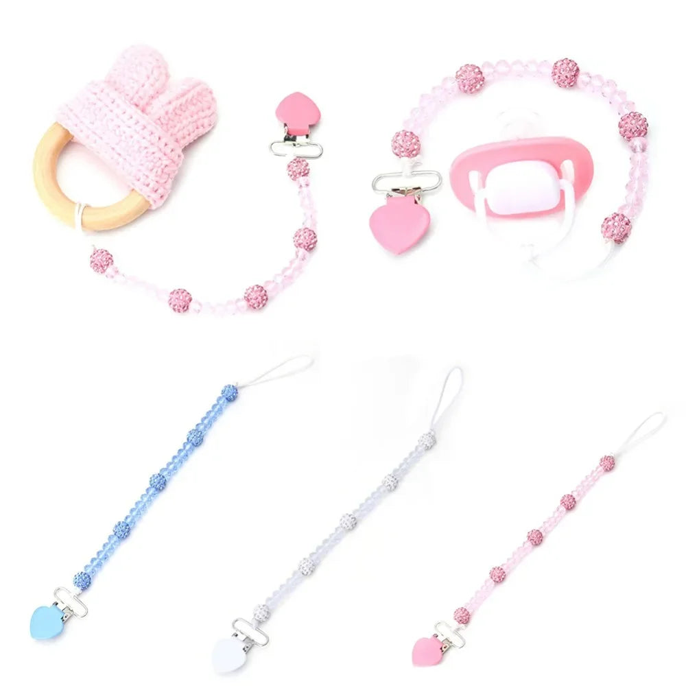 Pacifiers for Babies Attache Tetine Baby Teething Pacifier Clip Soother Nipple Chain Holder Universal Pacifier Faux Girl Crystal