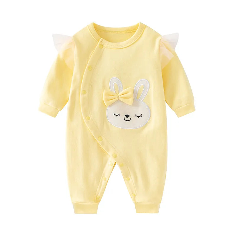 Autumn Baby Clothes 0 To 3 6 12 Months For Infant Newborn Girl Rompers pink Princess girls Jumpsuit with Foot Kids Bodysuit