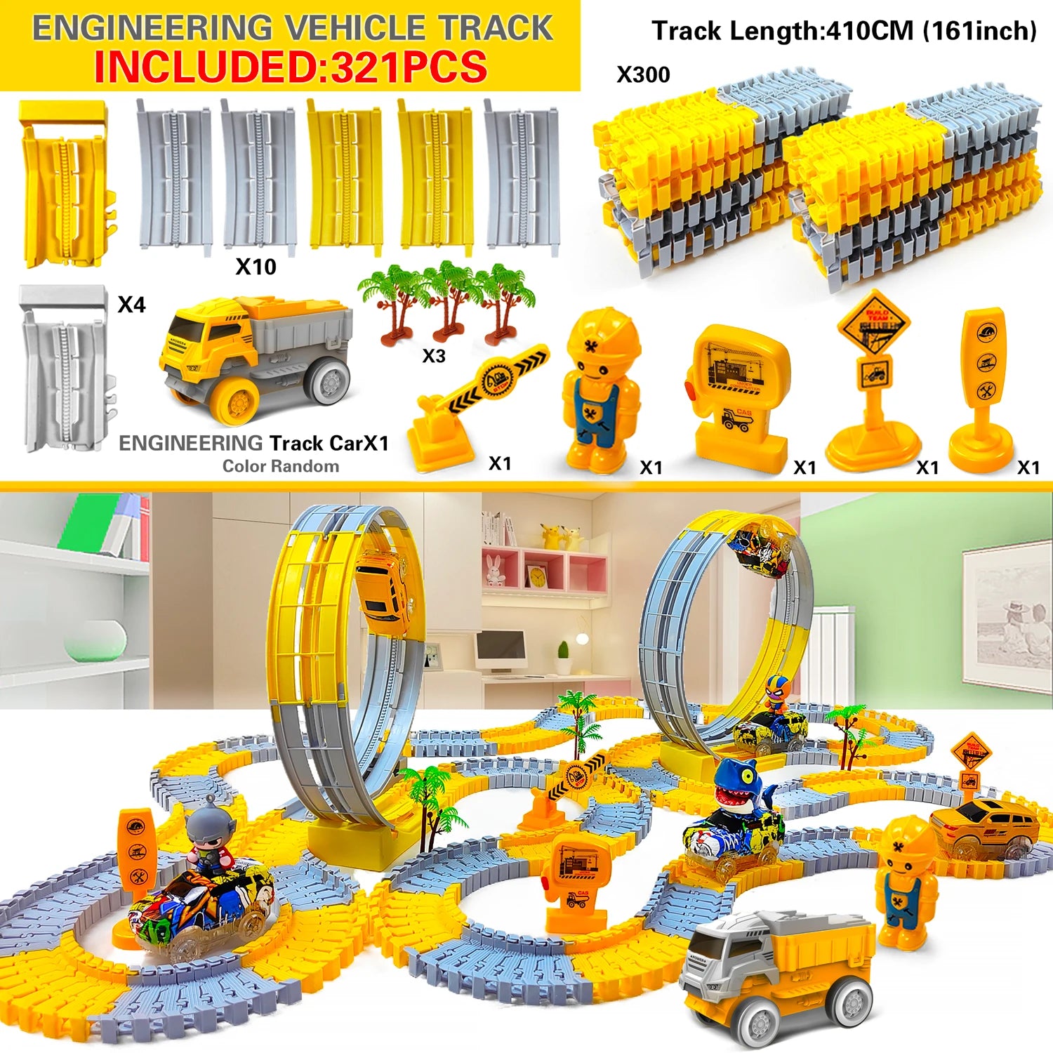 Children Electric Magical Flexible Track Toy Car Engineering Car Kids Educational Toys Train Toys for Children Birthday Gift
